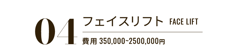 04 フェイスリフト FACE LIFT 費用 350,000〜2500,000円