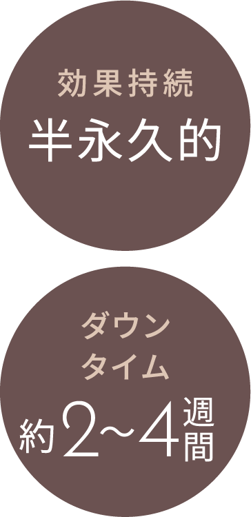 効果持続 半永久的 ダウンタイム約2〜4週間